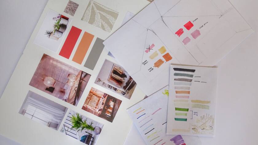 Interior designer making moodboard and color advice
